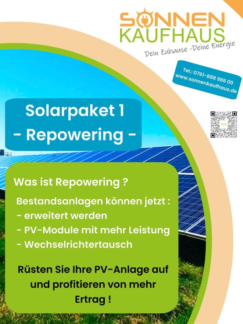 Solar & Photovoltaik und Solar Repowering jetzt im Solarpaket 1